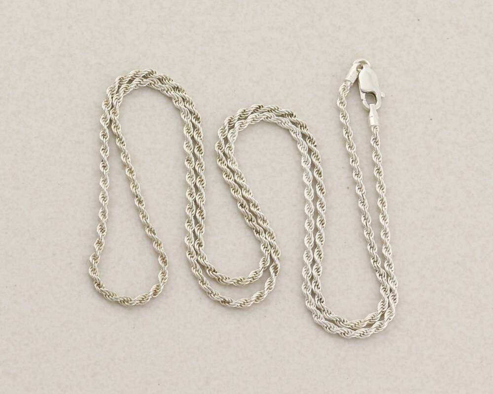 Sterling Silver Rope Chain Necklace 22 1/4"  inch